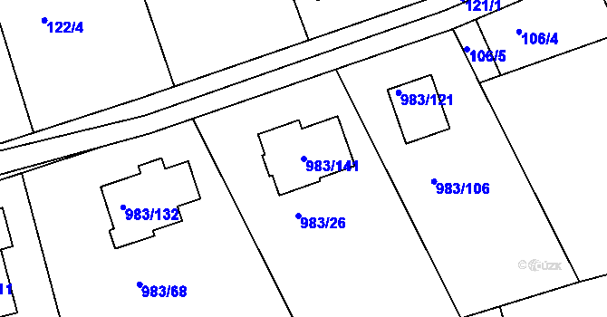 Parcela st. 983/141 v KÚ Babice nad Svitavou, Katastrální mapa