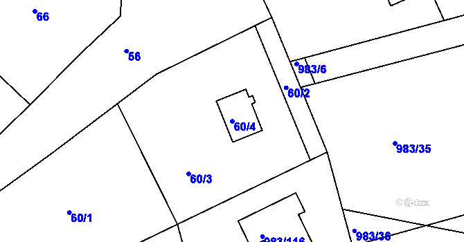 Parcela st. 60/4 v KÚ Babice nad Svitavou, Katastrální mapa