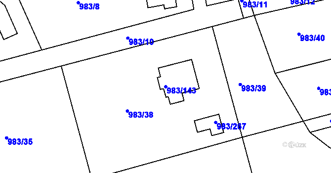 Parcela st. 983/143 v KÚ Babice nad Svitavou, Katastrální mapa
