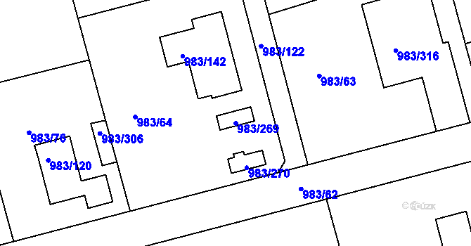 Parcela st. 983/269 v KÚ Babice nad Svitavou, Katastrální mapa