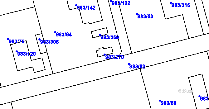 Parcela st. 983/270 v KÚ Babice nad Svitavou, Katastrální mapa