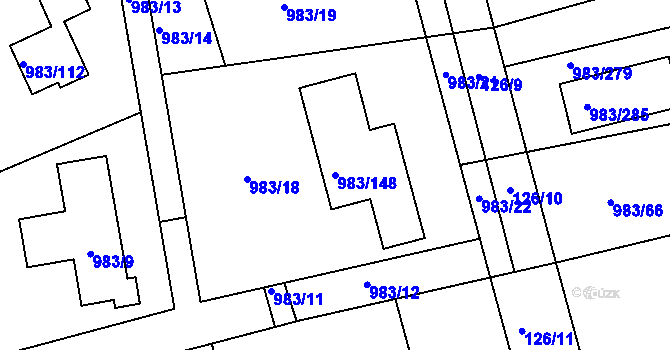 Parcela st. 983/148 v KÚ Babice nad Svitavou, Katastrální mapa