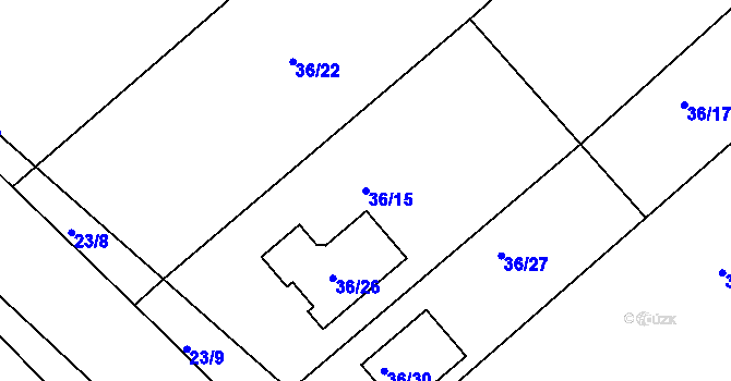 Parcela st. 36/15 v KÚ Babice nad Svitavou, Katastrální mapa
