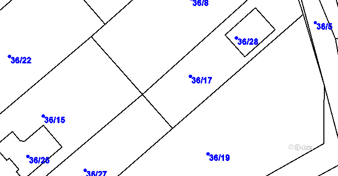 Parcela st. 36/17 v KÚ Babice nad Svitavou, Katastrální mapa