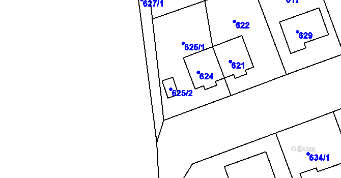 Parcela st. 625/2 v KÚ Babice nad Svitavou, Katastrální mapa