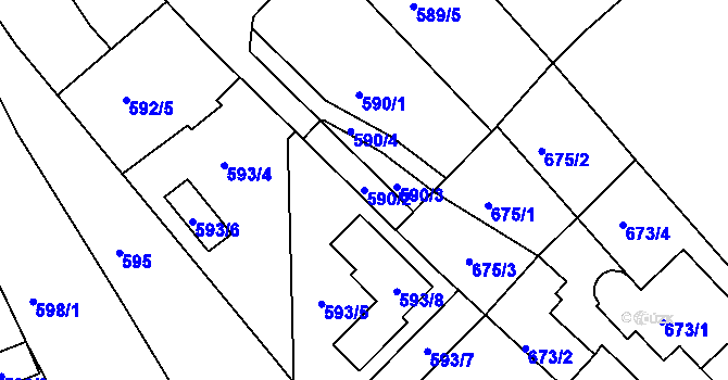 Parcela st. 590/2 v KÚ Babice nad Svitavou, Katastrální mapa