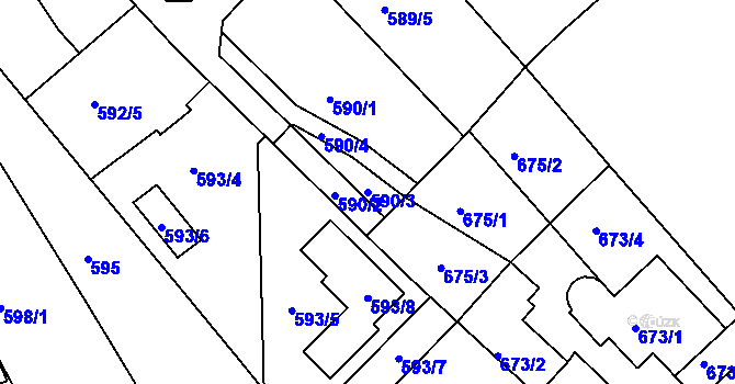Parcela st. 590/3 v KÚ Babice nad Svitavou, Katastrální mapa