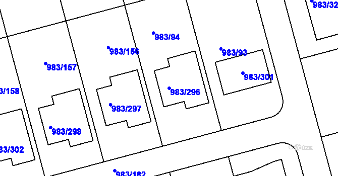 Parcela st. 983/296 v KÚ Babice nad Svitavou, Katastrální mapa
