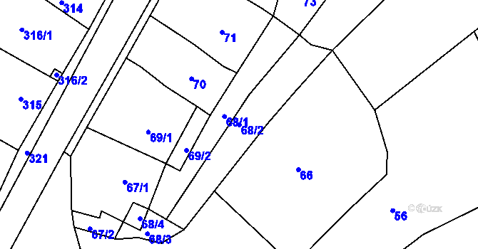Parcela st. 68/2 v KÚ Babice nad Svitavou, Katastrální mapa