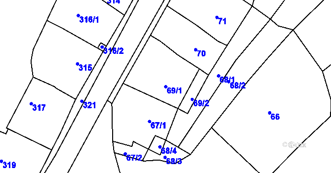 Parcela st. 69/1 v KÚ Babice nad Svitavou, Katastrální mapa