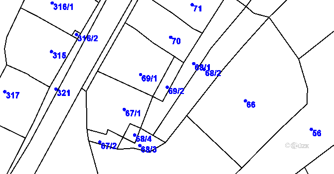 Parcela st. 69/2 v KÚ Babice nad Svitavou, Katastrální mapa