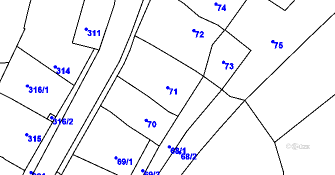 Parcela st. 71 v KÚ Babice nad Svitavou, Katastrální mapa
