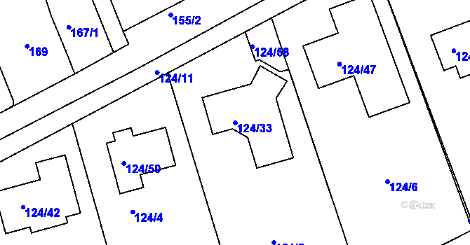 Parcela st. 124/33 v KÚ Babice nad Svitavou, Katastrální mapa