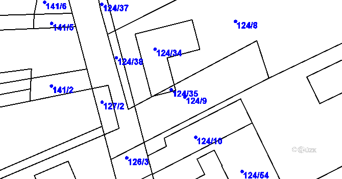 Parcela st. 124/35 v KÚ Babice nad Svitavou, Katastrální mapa
