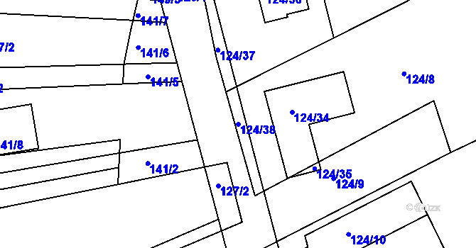 Parcela st. 124/38 v KÚ Babice nad Svitavou, Katastrální mapa