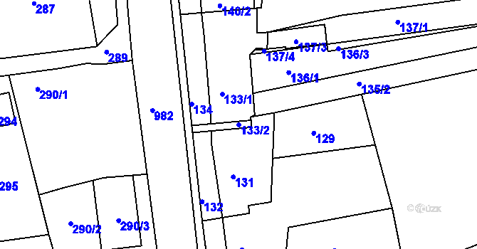 Parcela st. 133/2 v KÚ Babice nad Svitavou, Katastrální mapa