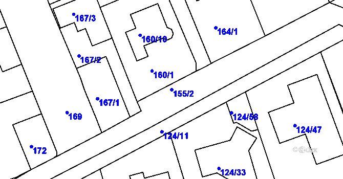 Parcela st. 155/2 v KÚ Babice nad Svitavou, Katastrální mapa