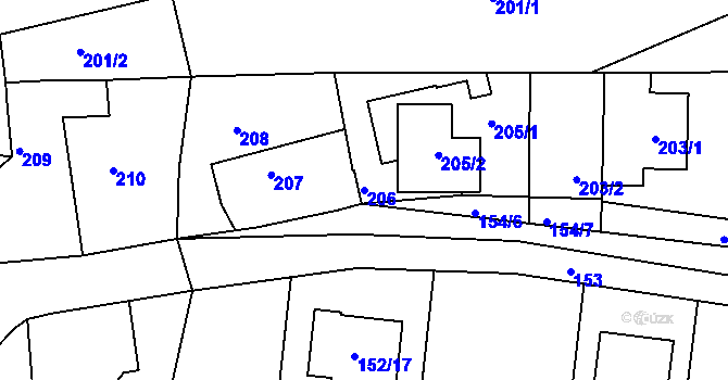 Parcela st. 206 v KÚ Babice nad Svitavou, Katastrální mapa