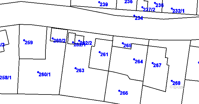 Parcela st. 261 v KÚ Babice nad Svitavou, Katastrální mapa