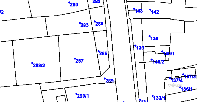 Parcela st. 286 v KÚ Babice nad Svitavou, Katastrální mapa