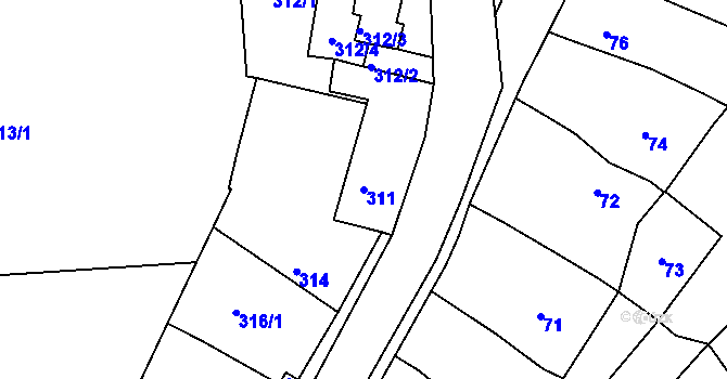 Parcela st. 311 v KÚ Babice nad Svitavou, Katastrální mapa