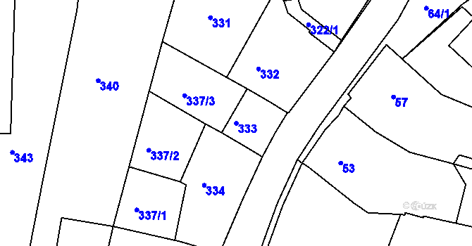 Parcela st. 333 v KÚ Babice nad Svitavou, Katastrální mapa