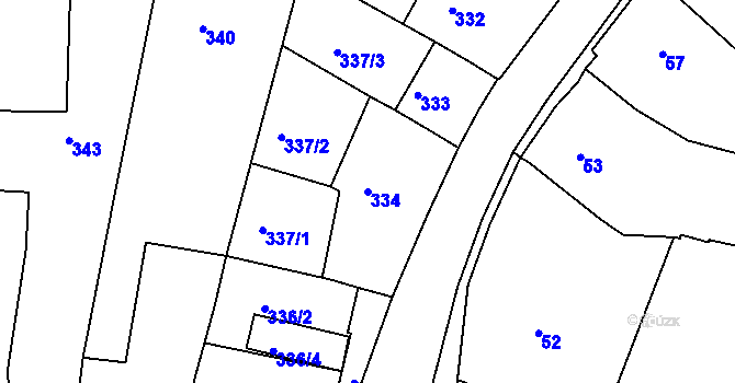 Parcela st. 334 v KÚ Babice nad Svitavou, Katastrální mapa