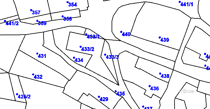 Parcela st. 433/3 v KÚ Babice nad Svitavou, Katastrální mapa