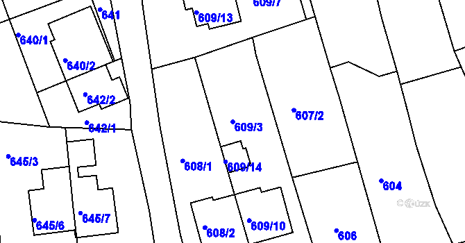 Parcela st. 609/3 v KÚ Babice nad Svitavou, Katastrální mapa