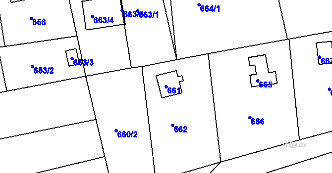 Parcela st. 661 v KÚ Babice nad Svitavou, Katastrální mapa