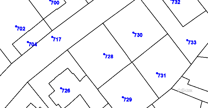 Parcela st. 728 v KÚ Babice nad Svitavou, Katastrální mapa