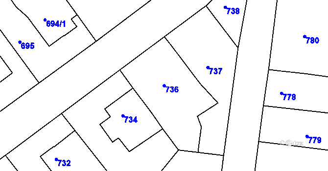 Parcela st. 736 v KÚ Babice nad Svitavou, Katastrální mapa