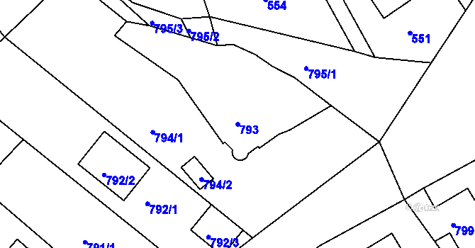 Parcela st. 793 v KÚ Babice nad Svitavou, Katastrální mapa