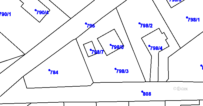 Parcela st. 798/3 v KÚ Babice nad Svitavou, Katastrální mapa