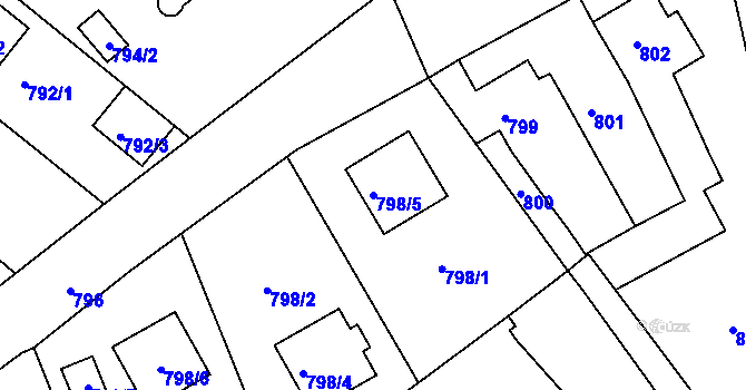 Parcela st. 798/5 v KÚ Babice nad Svitavou, Katastrální mapa