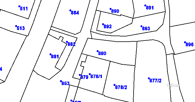 Parcela st. 880 v KÚ Babice nad Svitavou, Katastrální mapa