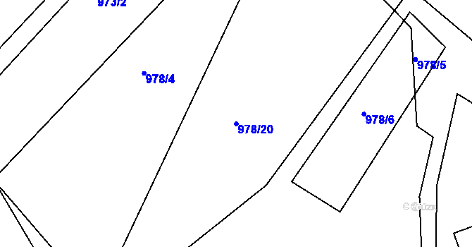Parcela st. 978/20 v KÚ Babice nad Svitavou, Katastrální mapa