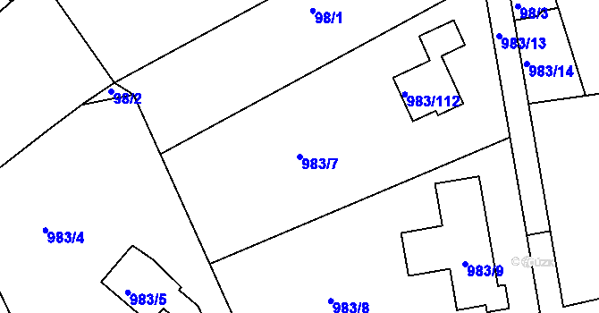 Parcela st. 983/7 v KÚ Babice nad Svitavou, Katastrální mapa