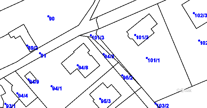 Parcela st. 94/3 v KÚ Babice nad Svitavou, Katastrální mapa