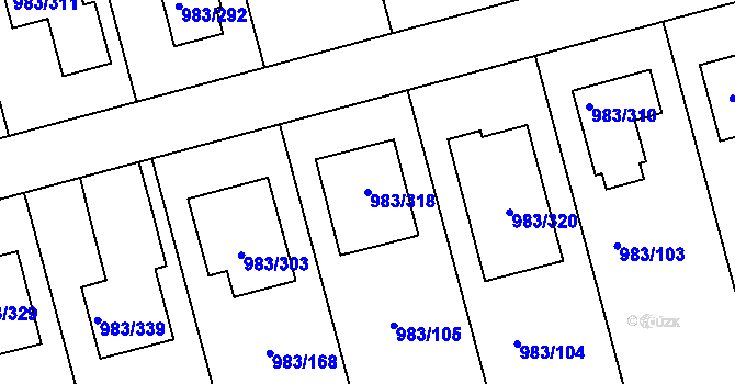 Parcela st. 983/318 v KÚ Babice nad Svitavou, Katastrální mapa
