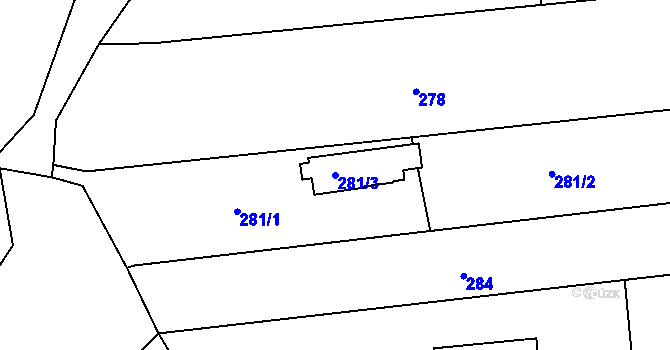 Parcela st. 281/3 v KÚ Babice nad Svitavou, Katastrální mapa