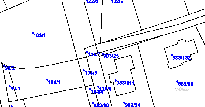 Parcela st. 983/25 v KÚ Babice nad Svitavou, Katastrální mapa