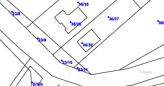 Parcela st. 36/30 v KÚ Babice nad Svitavou, Katastrální mapa