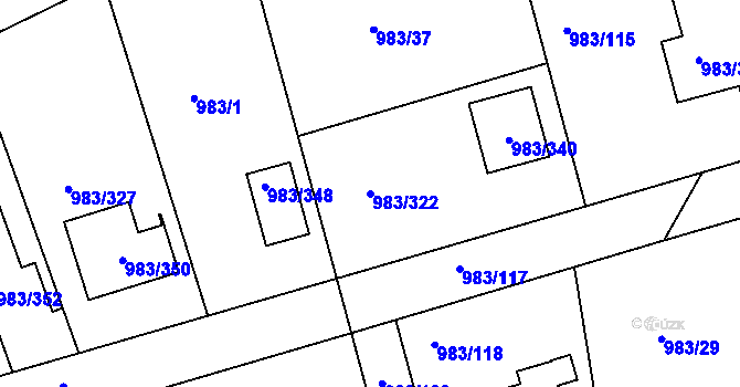 Parcela st. 983/322 v KÚ Babice nad Svitavou, Katastrální mapa
