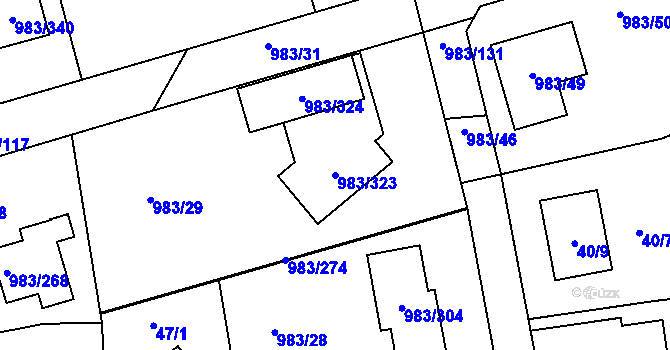 Parcela st. 983/323 v KÚ Babice nad Svitavou, Katastrální mapa