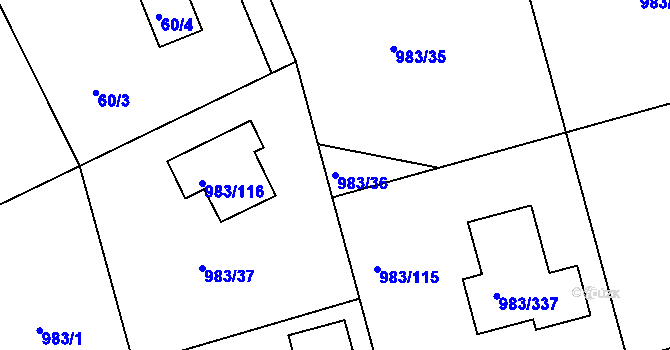 Parcela st. 983/36 v KÚ Babice nad Svitavou, Katastrální mapa