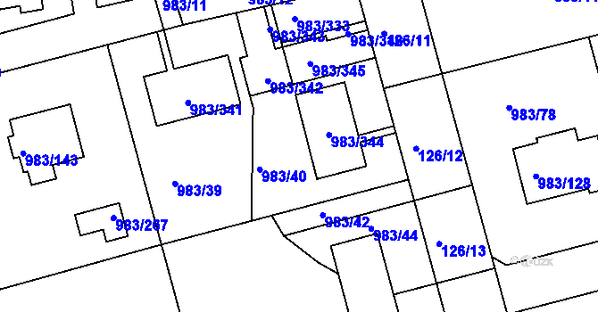 Parcela st. 983/41 v KÚ Babice nad Svitavou, Katastrální mapa