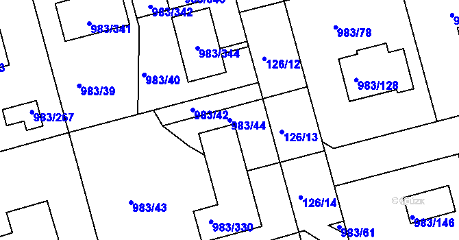 Parcela st. 983/44 v KÚ Babice nad Svitavou, Katastrální mapa
