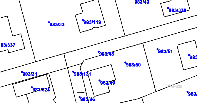 Parcela st. 983/45 v KÚ Babice nad Svitavou, Katastrální mapa