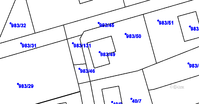 Parcela st. 983/49 v KÚ Babice nad Svitavou, Katastrální mapa